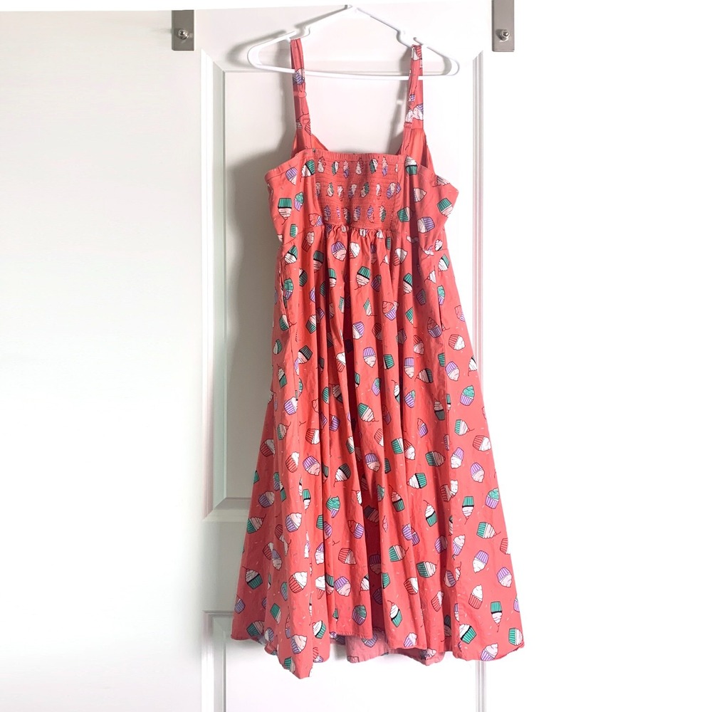 Torrid Fit N Flare Dress Pink Cupcake Sz 2 Poplin Sweetheart‎ Neck Shirred Midi - Picture 2 of 16